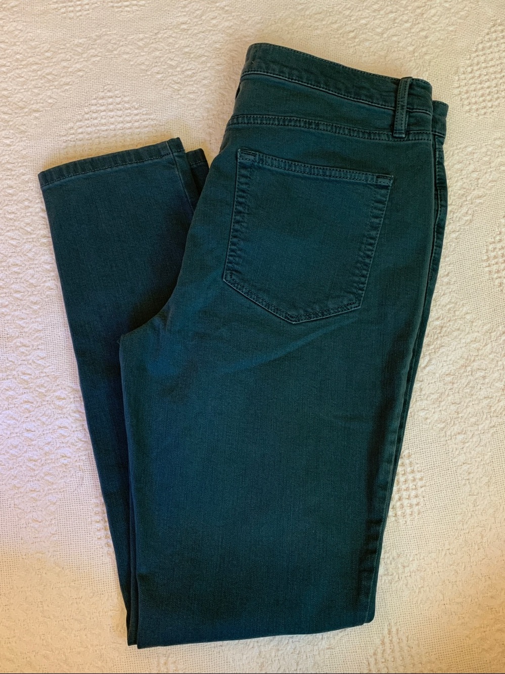 LOFT Skinny Crop 5 pockets teal dk green jeans